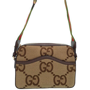 GUCCI Jumbo GG Messenger Crossbody Bag Brown